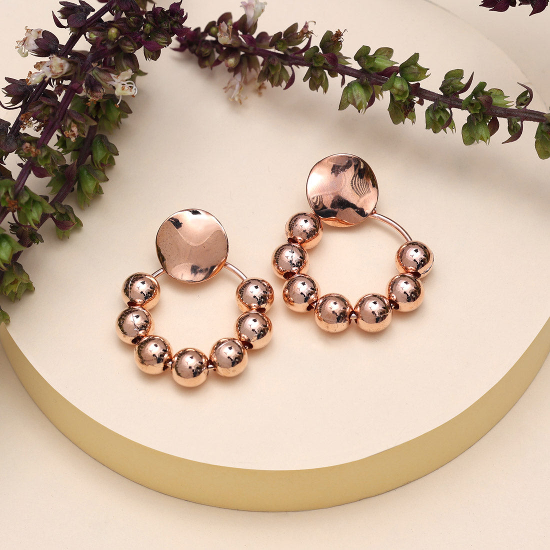 Rose Gold Color Fashion Earrings (ANTE1731RGLD) Earrings GetGlit   