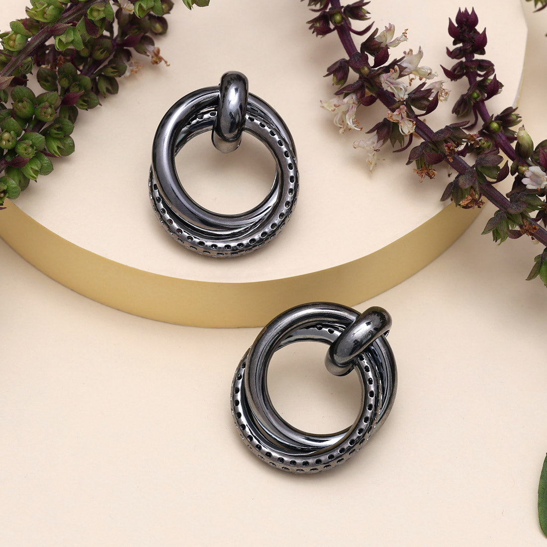 Black Color Fashion Earrings (ANTE1744BLK) Earrings GetGlit   