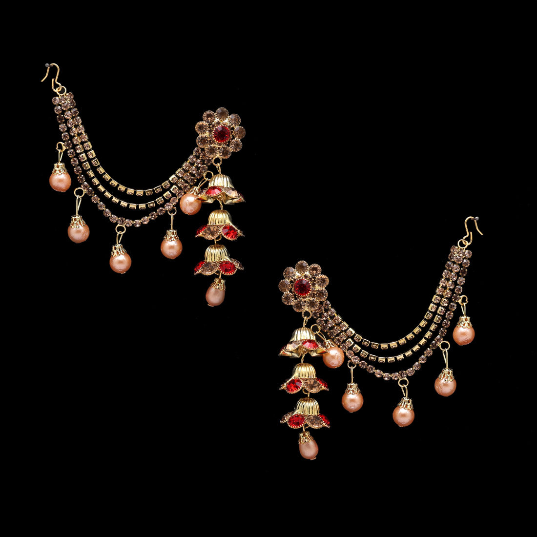 Red Color Bahubali Earrings (BBLE431RED) Jewellery GetGlit   