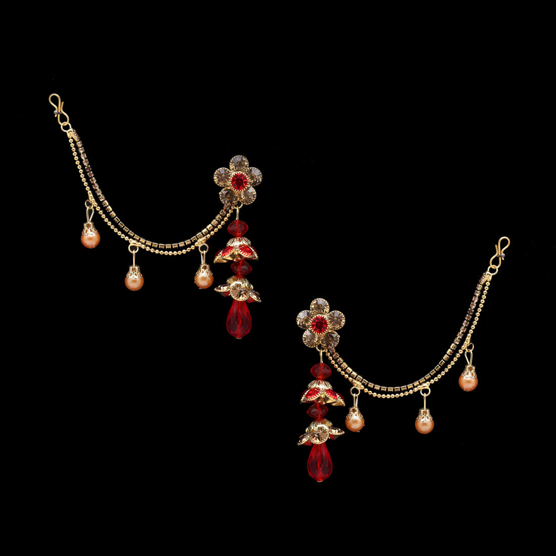 Red Color Bahubali Earrings (BBLE432RED) Jewellery GetGlit   