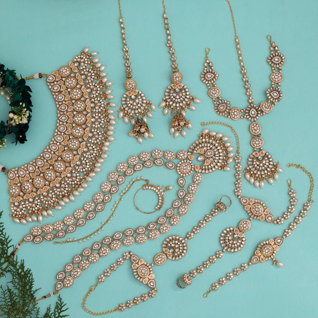 White Color Kundan Dulhan Set Jewellery GetGlit
