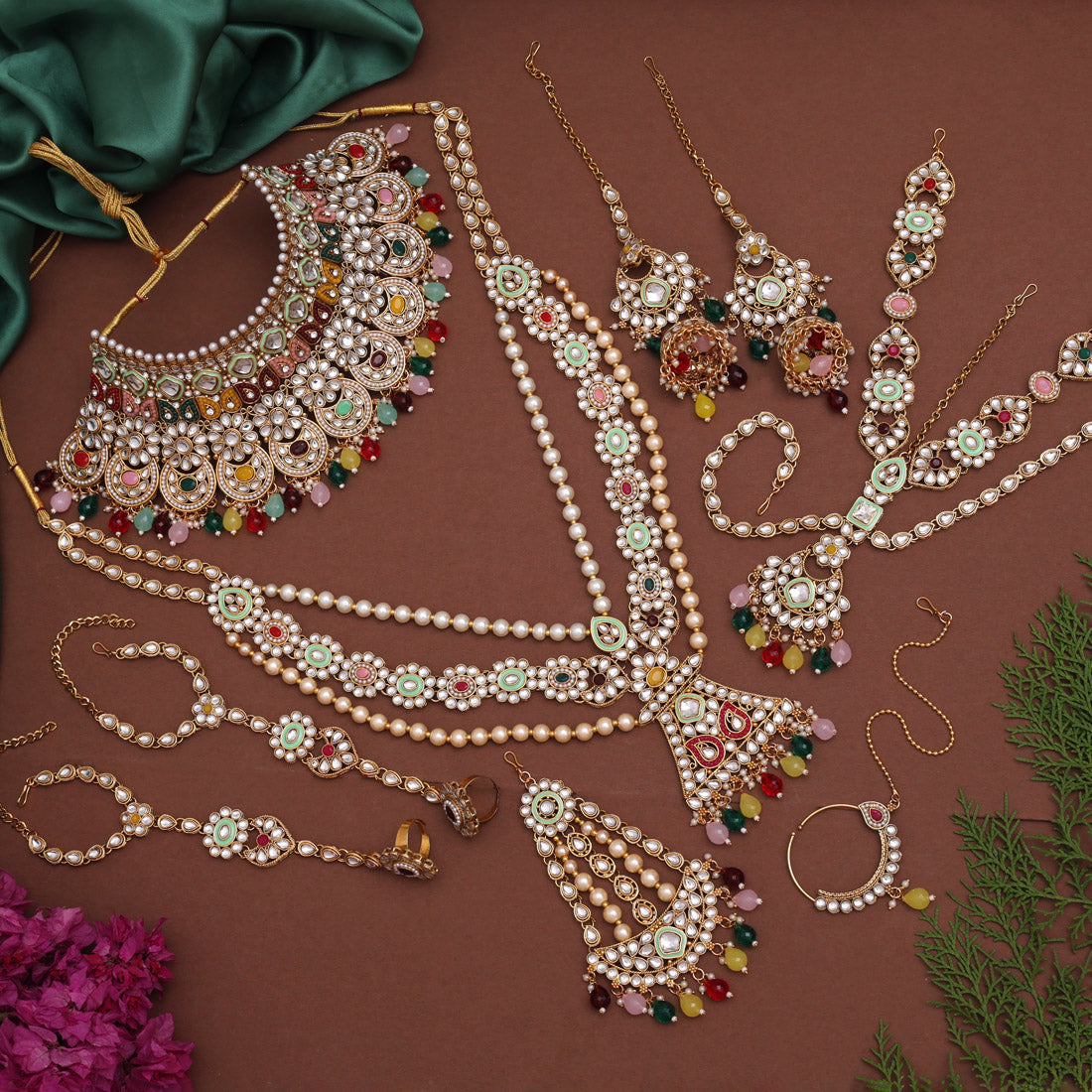 Multi Color Kundan Dulhan Set (BDL250MLT) Jewellery GetGlit