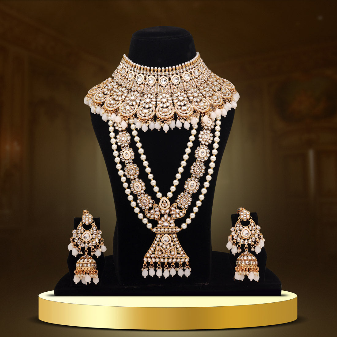 White Color Kundan Dulhan Set (BDL250WHT) Jewellery GetGlit