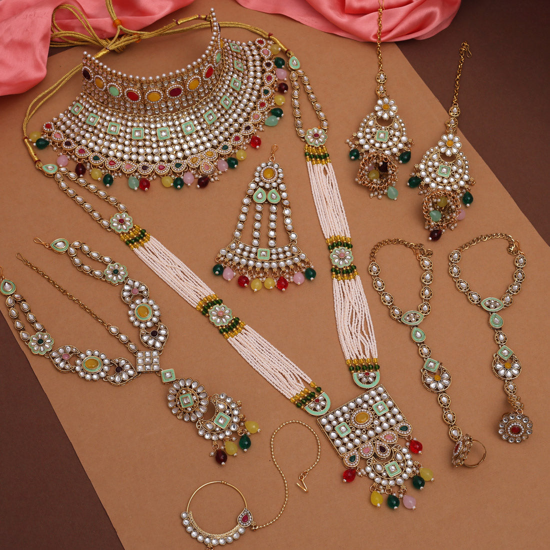 Multi Color Kundan Dulhan Set (BDL252MLT)