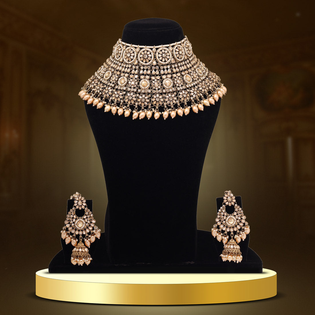 Gold Color Kundan Dulhan Set (BDL253GLD) Jewellery GetGlit