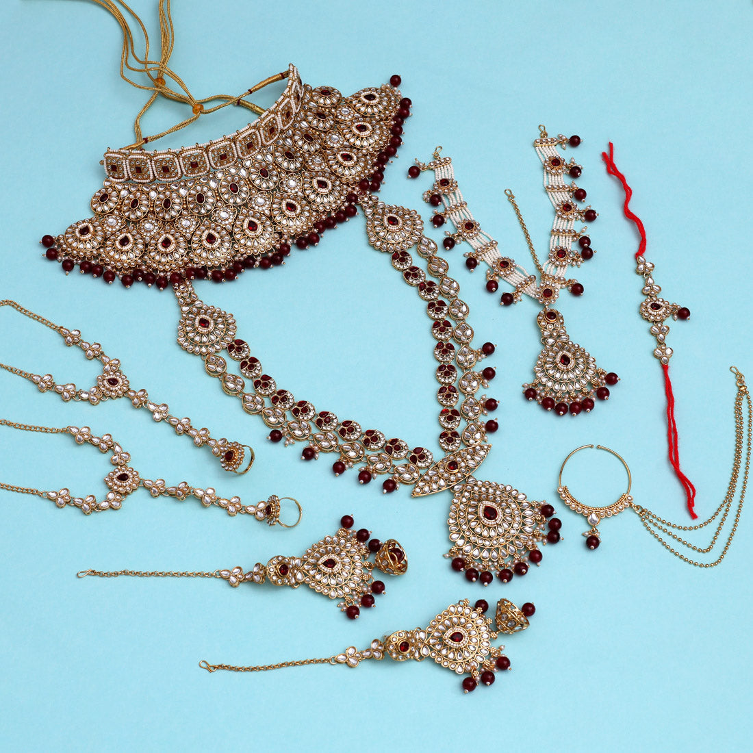 Maroon Color Kundan Dulhan Set (BDL257MRN)