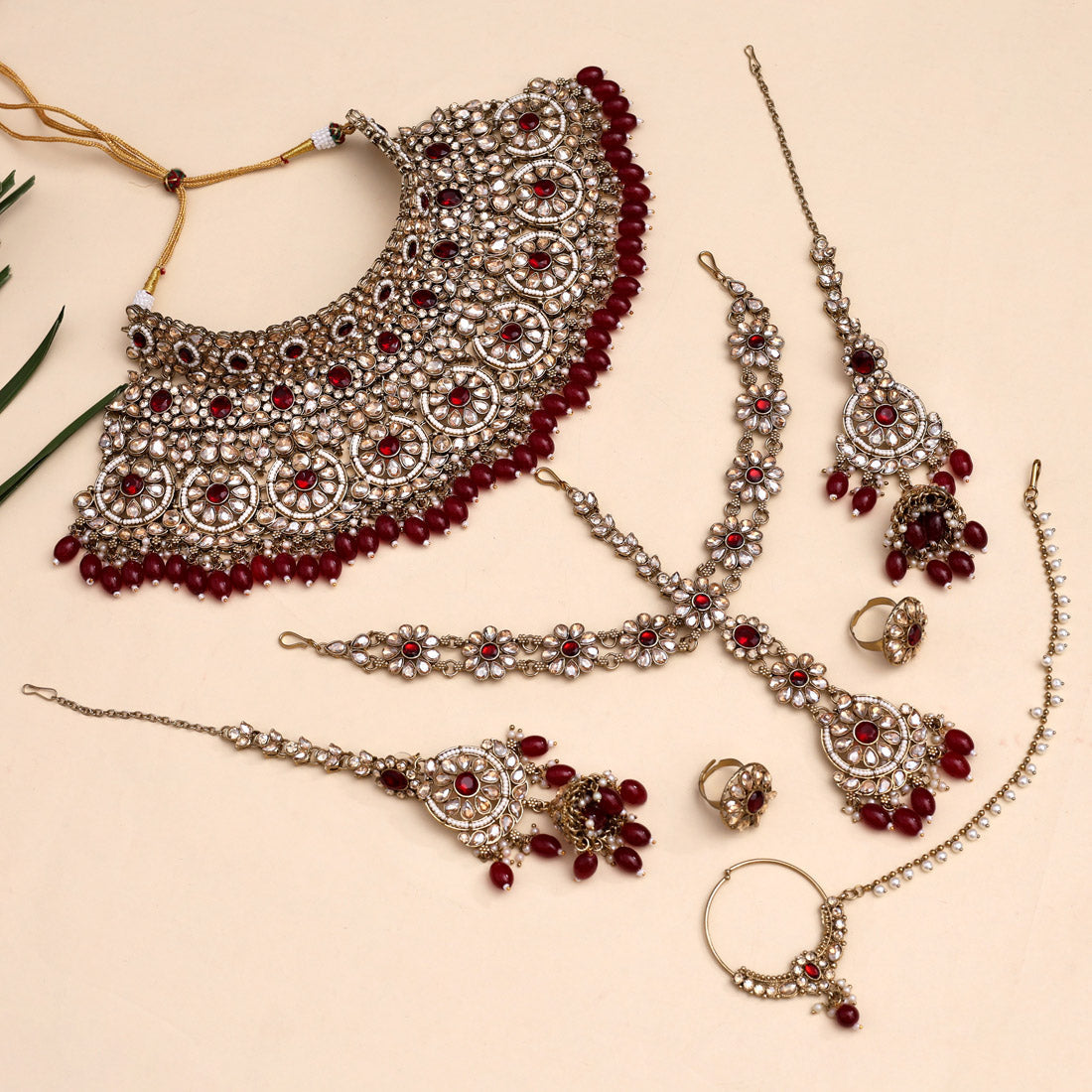 Maroon Color Kundan Dulhan Set (BDL260MRN)