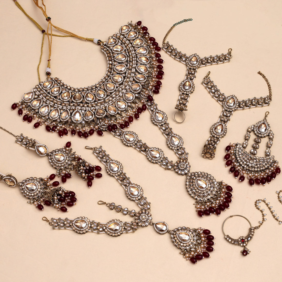 Maroon Color Kundan Dulhan Set (BDL261MRN)