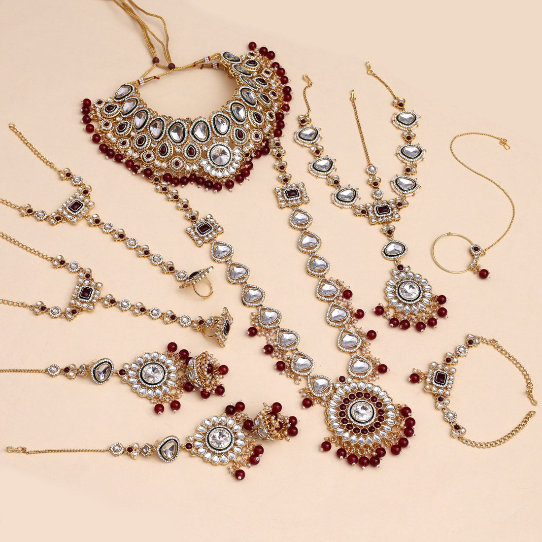 Maroon Color Meena Work Kundan Dulhan Set (BDL267MRN)