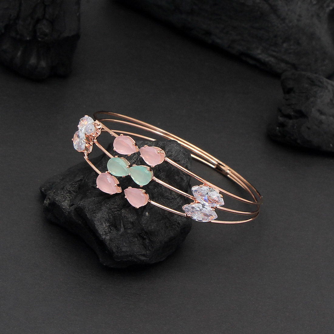Rose Gold Assorted Color And Design Moon Stone Kids Bracelets Combo Of 4 Pieces (CRTB126CMB) Jewellery GetGlit   