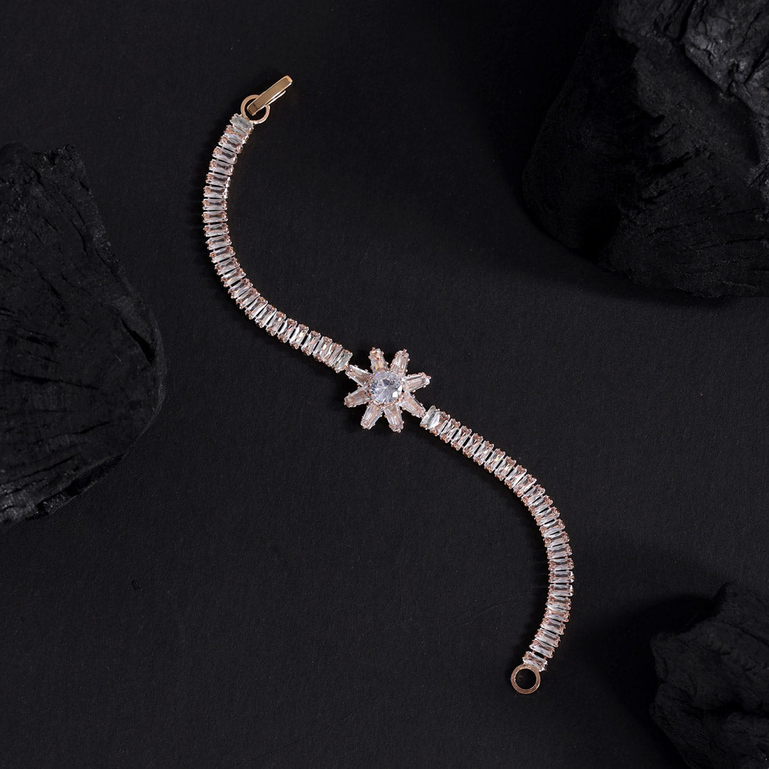 White Color Rose Gold Rhinestone Bracelet (CRTB233WHT) Jewellery GetGlit   