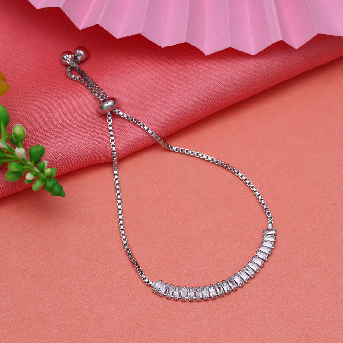 Silver Color Rhinestone Bracelet (CRTB244SLV) Jewellery GetGlit   