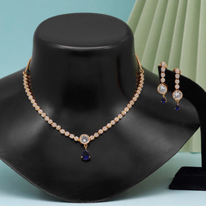 Blue Color American Diamond Necklace Set (CZN799BLU )