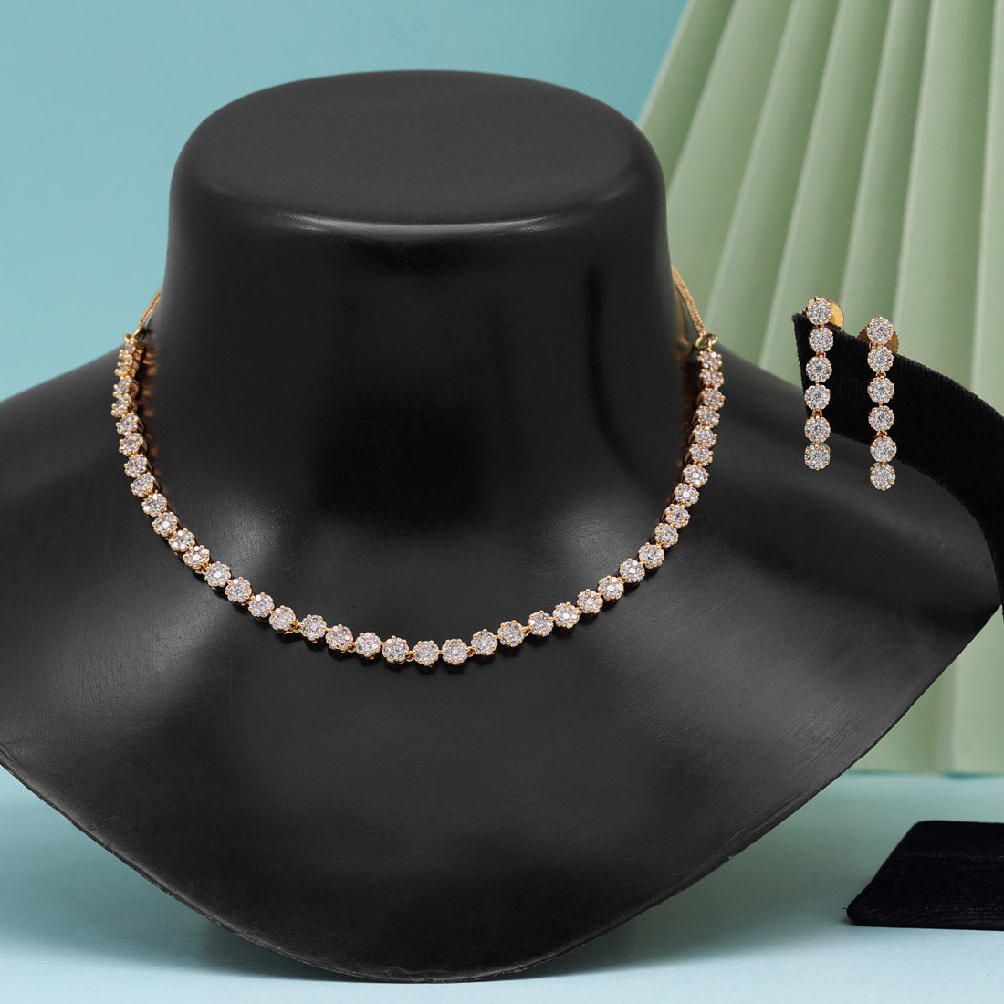 White Color American Diamond Necklace Set (CZN800WHT ) Jewellery GetGlit   