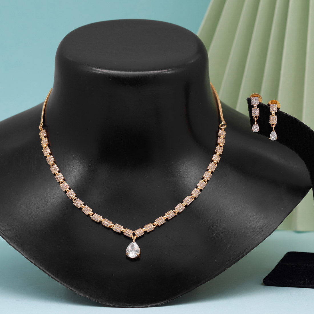 White Color American Diamond Necklace Set (CZN803WHT ) Jewellery GetGlit   
