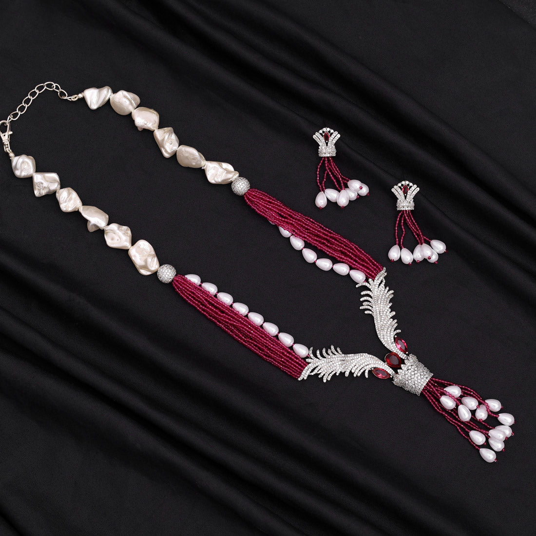 Rani Color American Diamond Necklace Set (CZN888RNI) Jewellery GetGlit   