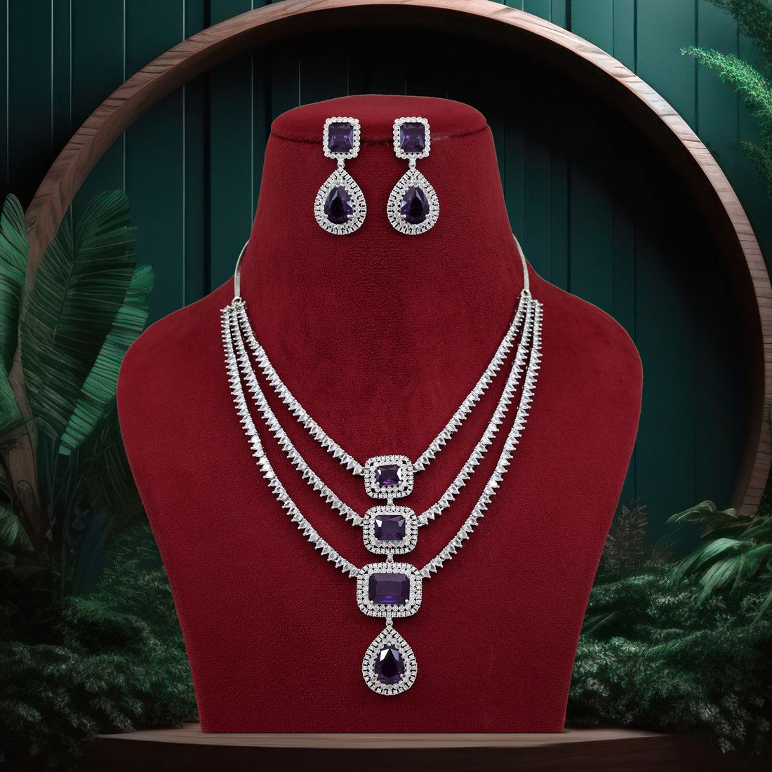 Purple Color American Diamond Necklace Set (CZN926PRP) Jewellery GetGlit   