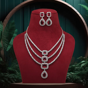 Ruby Color American Diamond Necklace Set (CZN926RUBY)