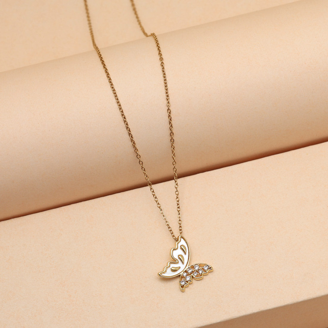 Gold Color Butterfly Shape Stainless Steel 18k Gold Plated Demi Fine Pendant Jewellery GetGlit