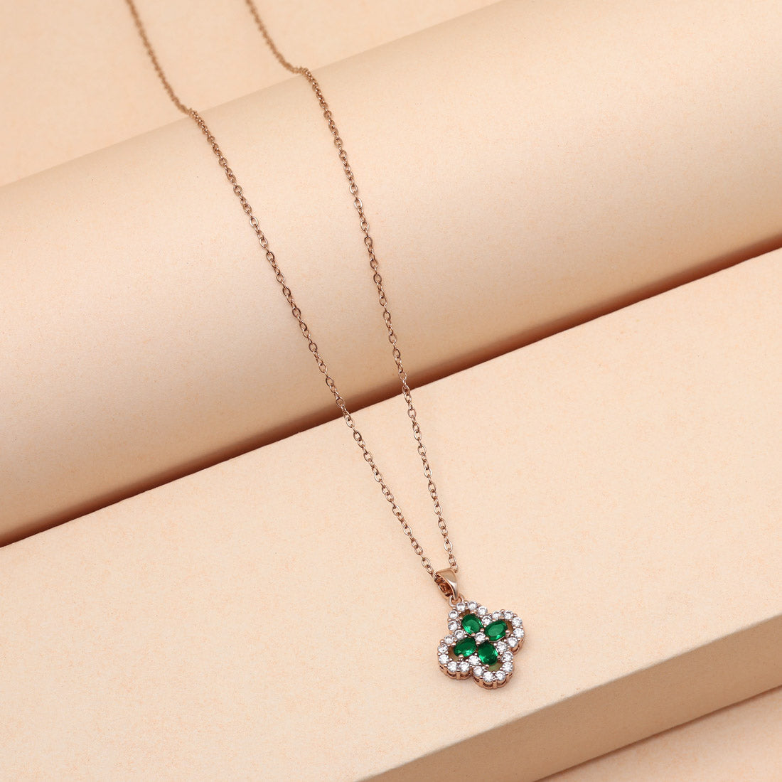 Green Color Stainless Steel 18k Gold Plated Demi Fine Pendant Jewellery GetGlit