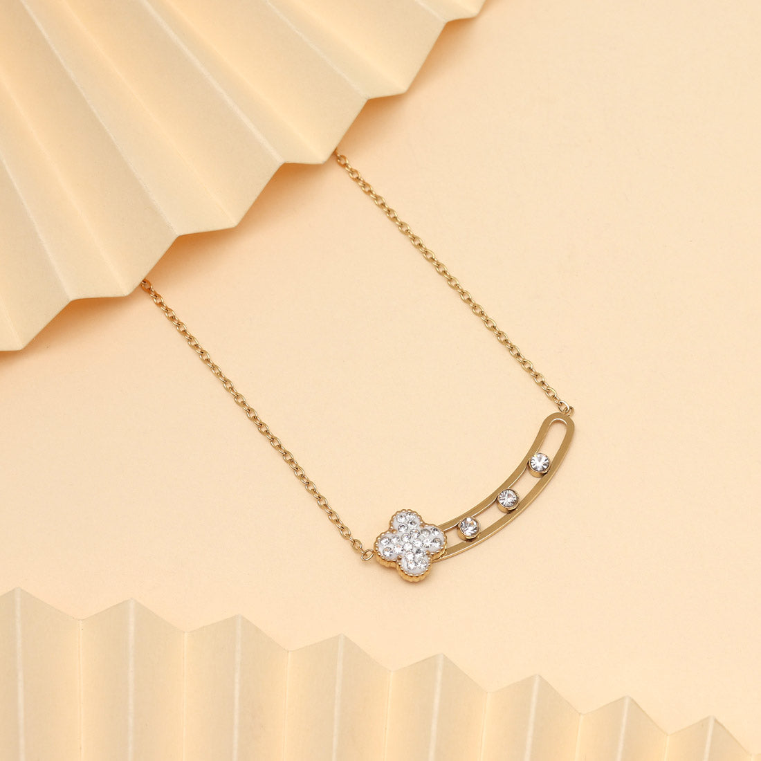 White Color Stainless Steel 18k Gold Plated Demi Fine Pendant Jewellery GetGlit