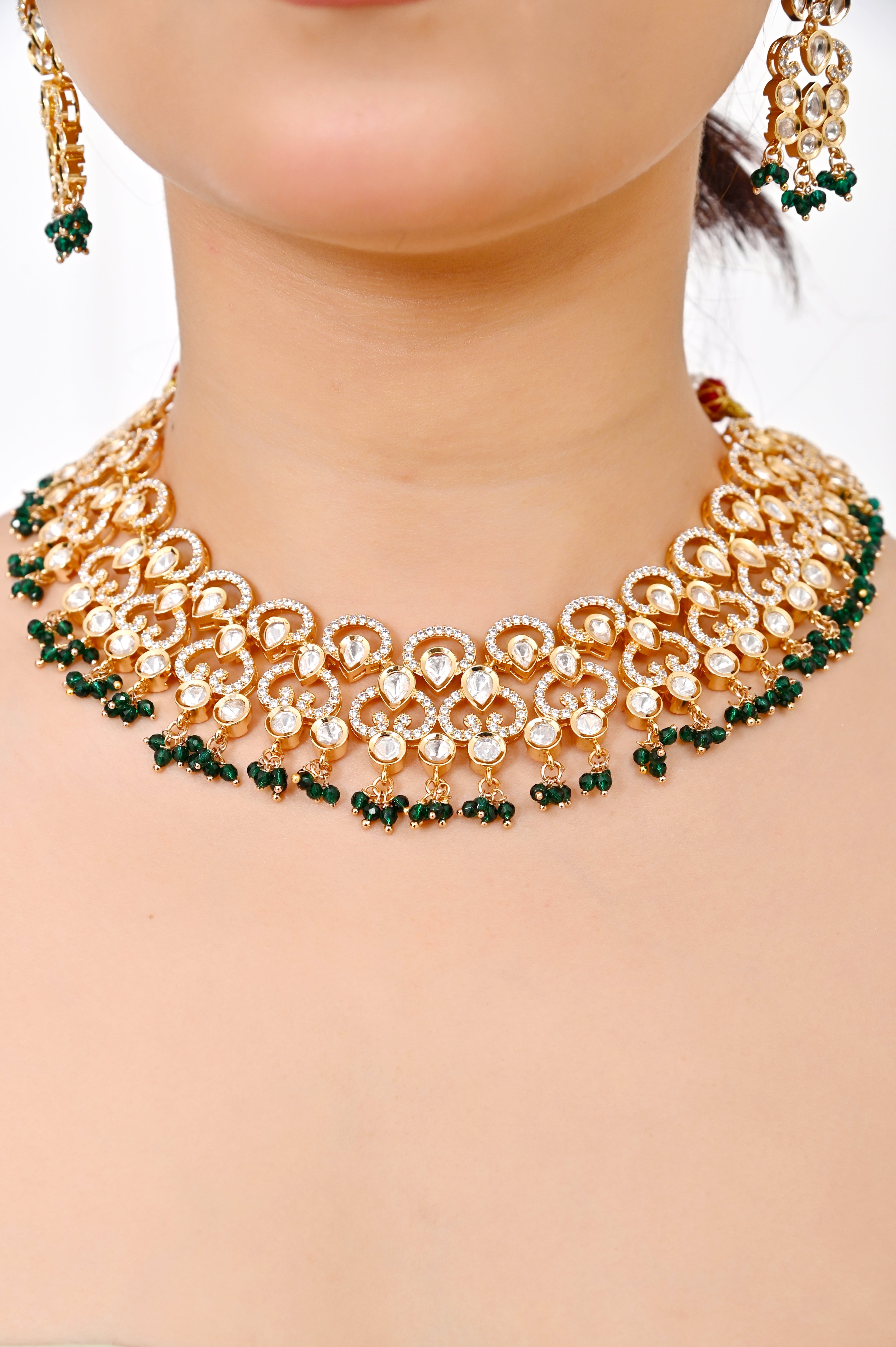 Green American Diamond Designer Necklace Jewellery GetGlit