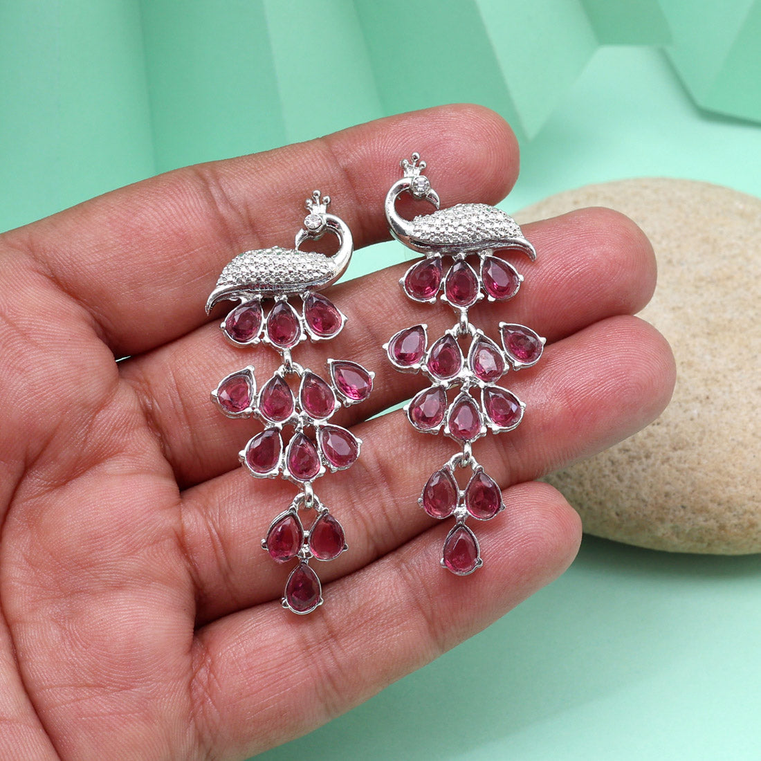 Magenta Color Fashion Earrings With Radiant Shine And Bold Design Details Jewellery GetGlit