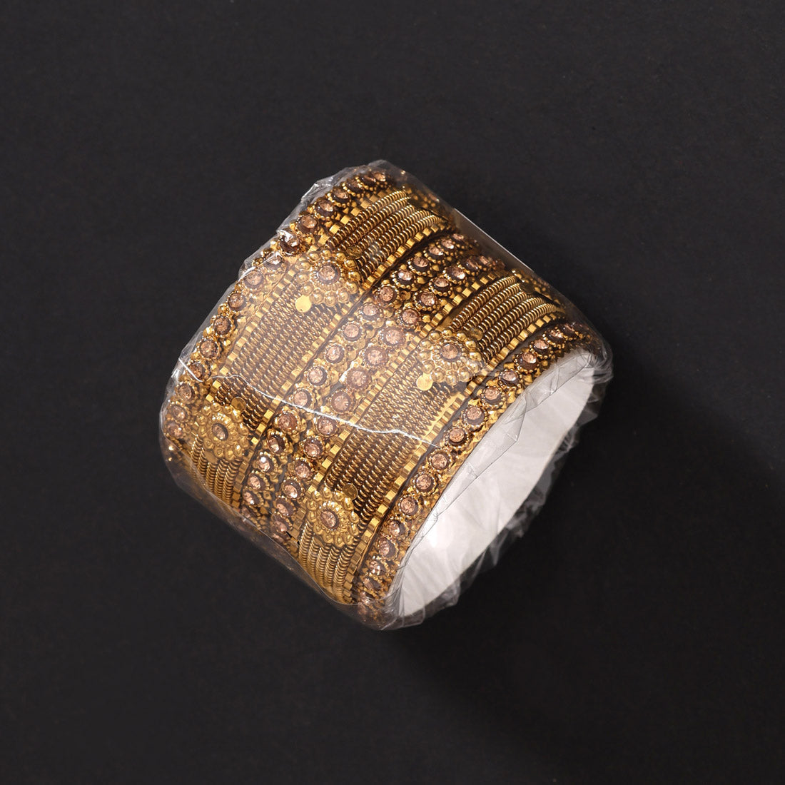 Gold Color Oxidised Bangle Set: 2.4 (GSB330GLD-2.4) Bracelets GetGlit   