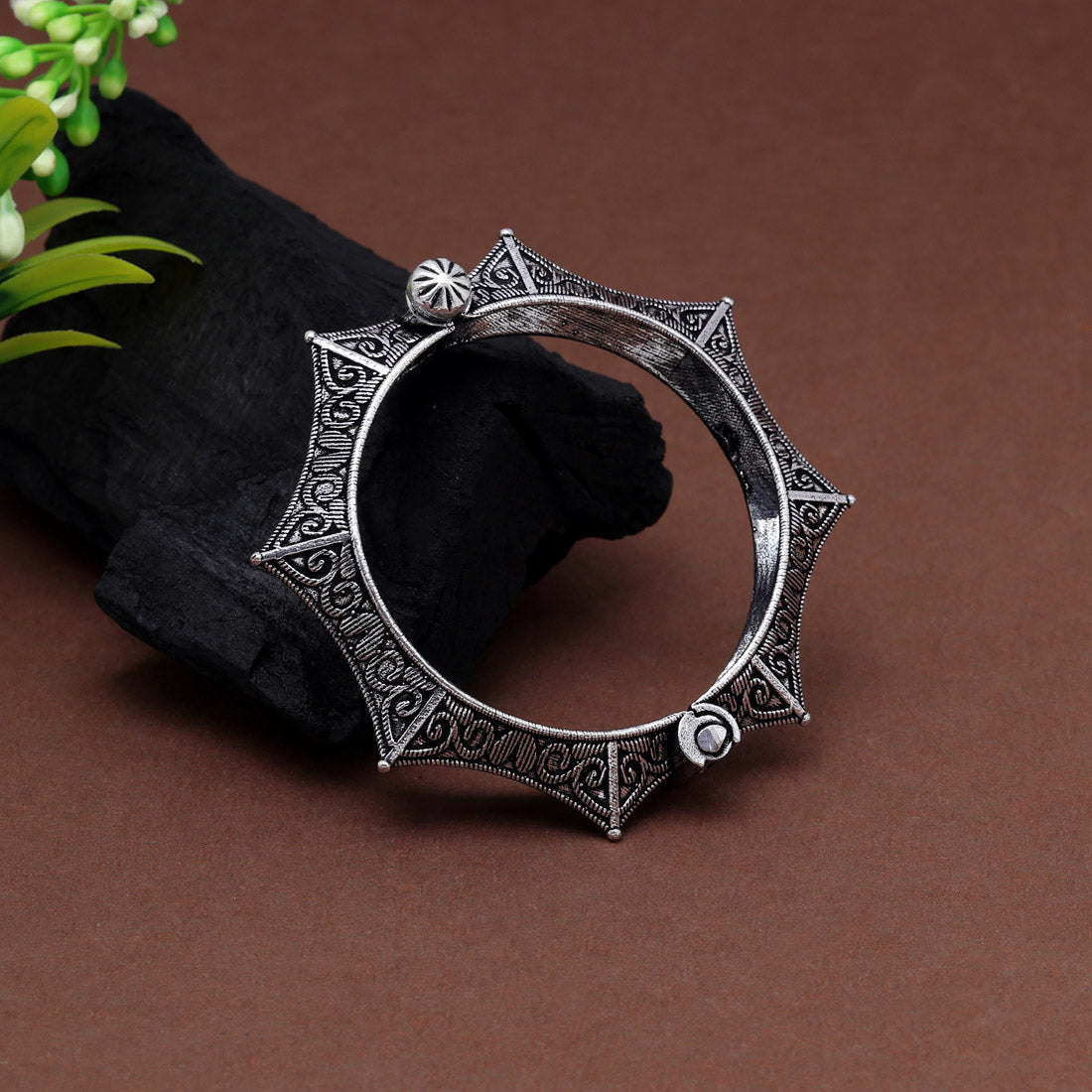 Silver Color Oxidised Bracelet (GSB343SLV) Jewellery GetGlit