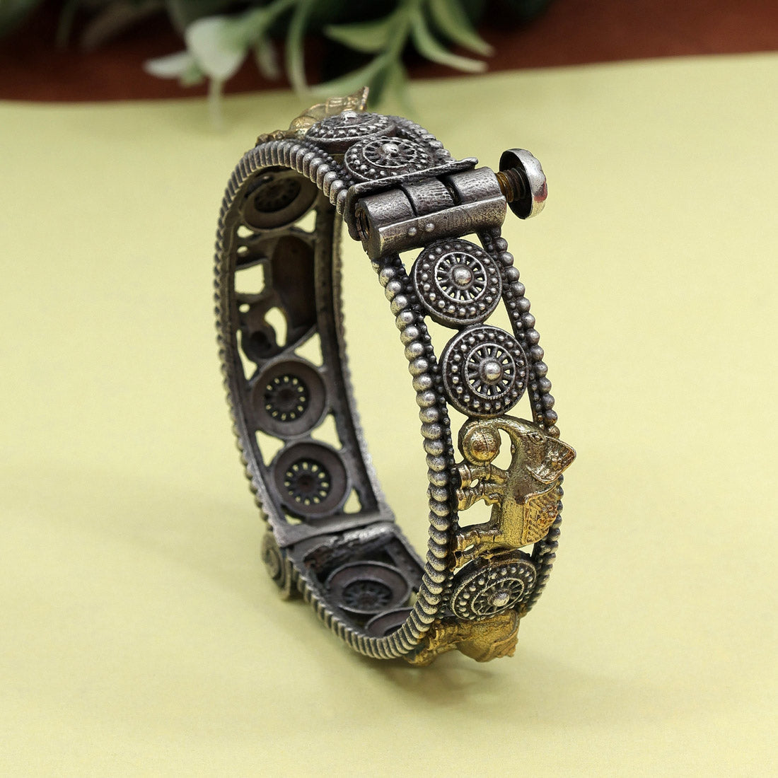 Gold & Silver Color Dual Tone Oxidised Bracelet Jewellery GetGlit