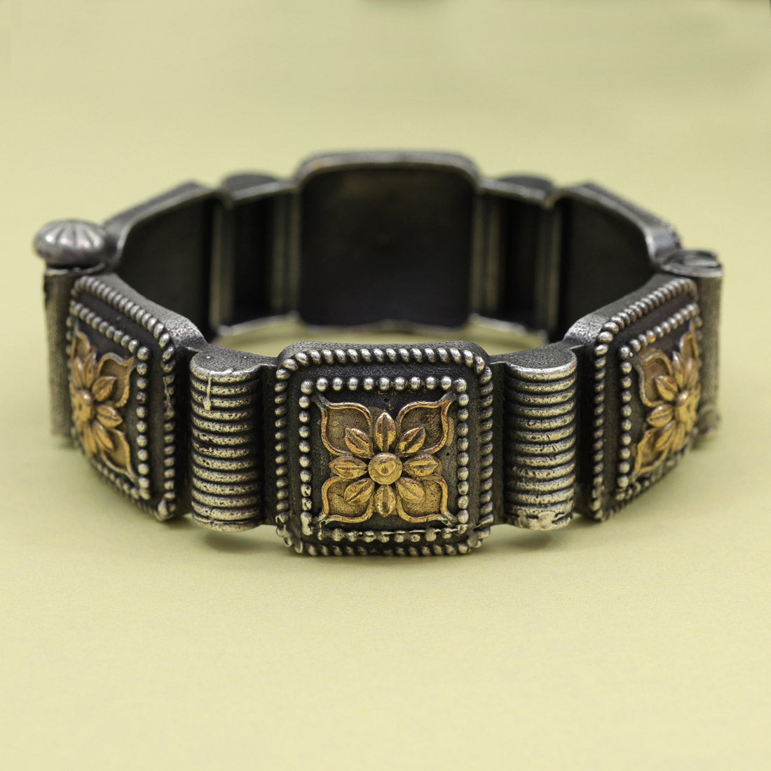 Gold & Silver Color Dual Tone Oxidised Bracelet (GSB371GS)