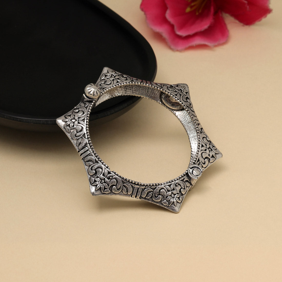 Silver Color Oxidised Bracelet (GSB373SLV) Jewellery GetGlit