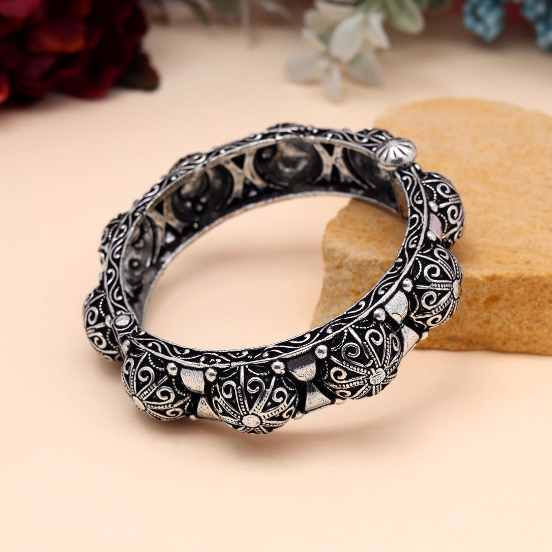 Silver Color Oxidised Bracelet (GSB377SLV) Jewellery GetGlit