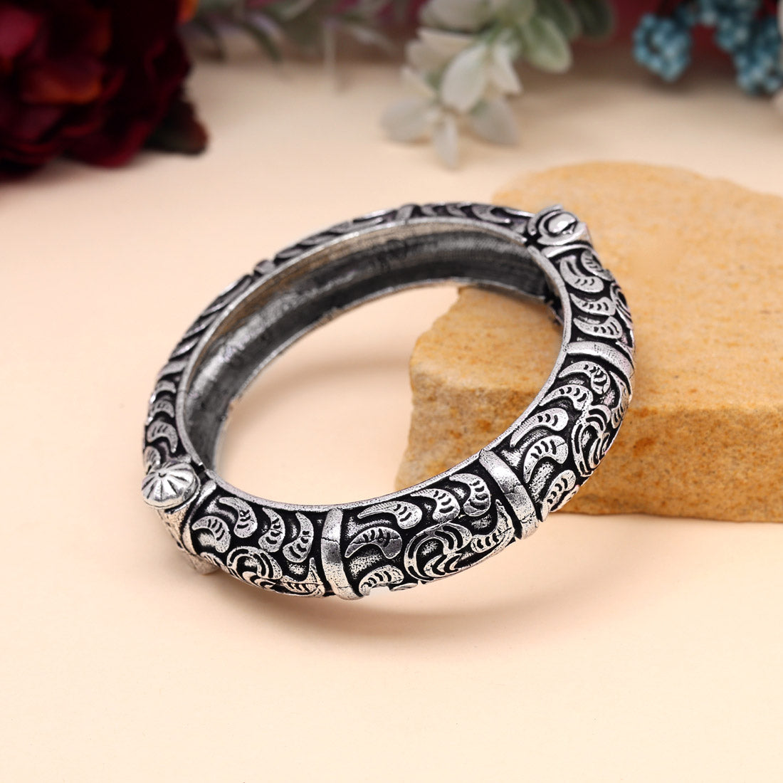 Silver Color Oxidised Bracelet (GSB378SLV) Jewellery GetGlit