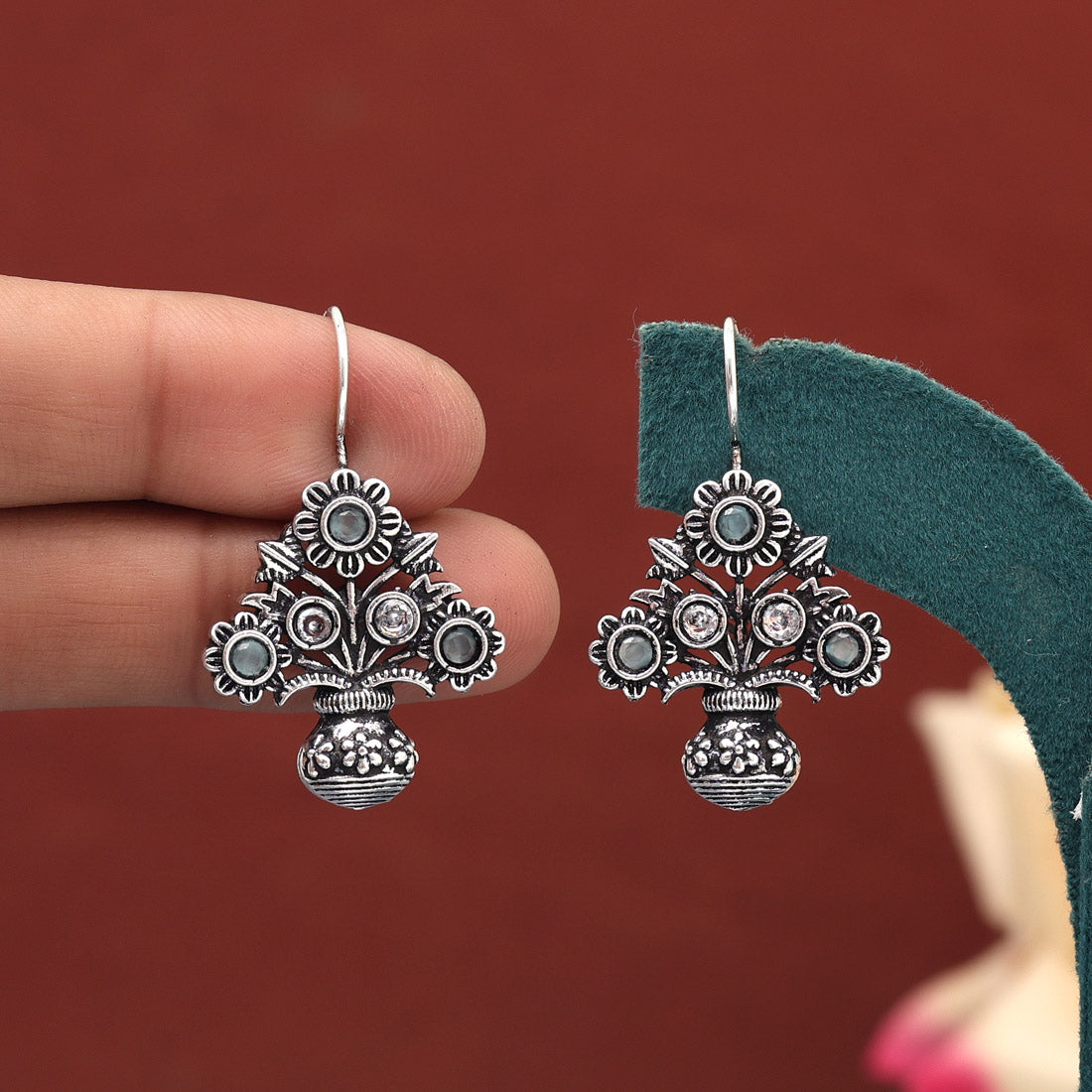 Assorted Color 10 Pairs Of Oxidised Earrings Jewellery GetGlit