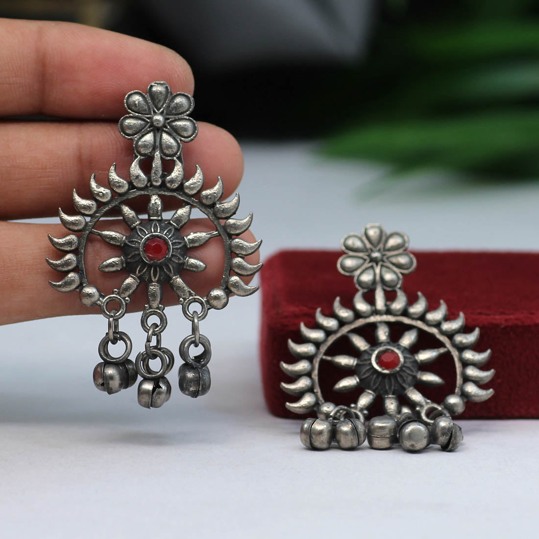 Maroon Color Oxidised Earrings (GSE2462MRN) Earrings GetGlit   