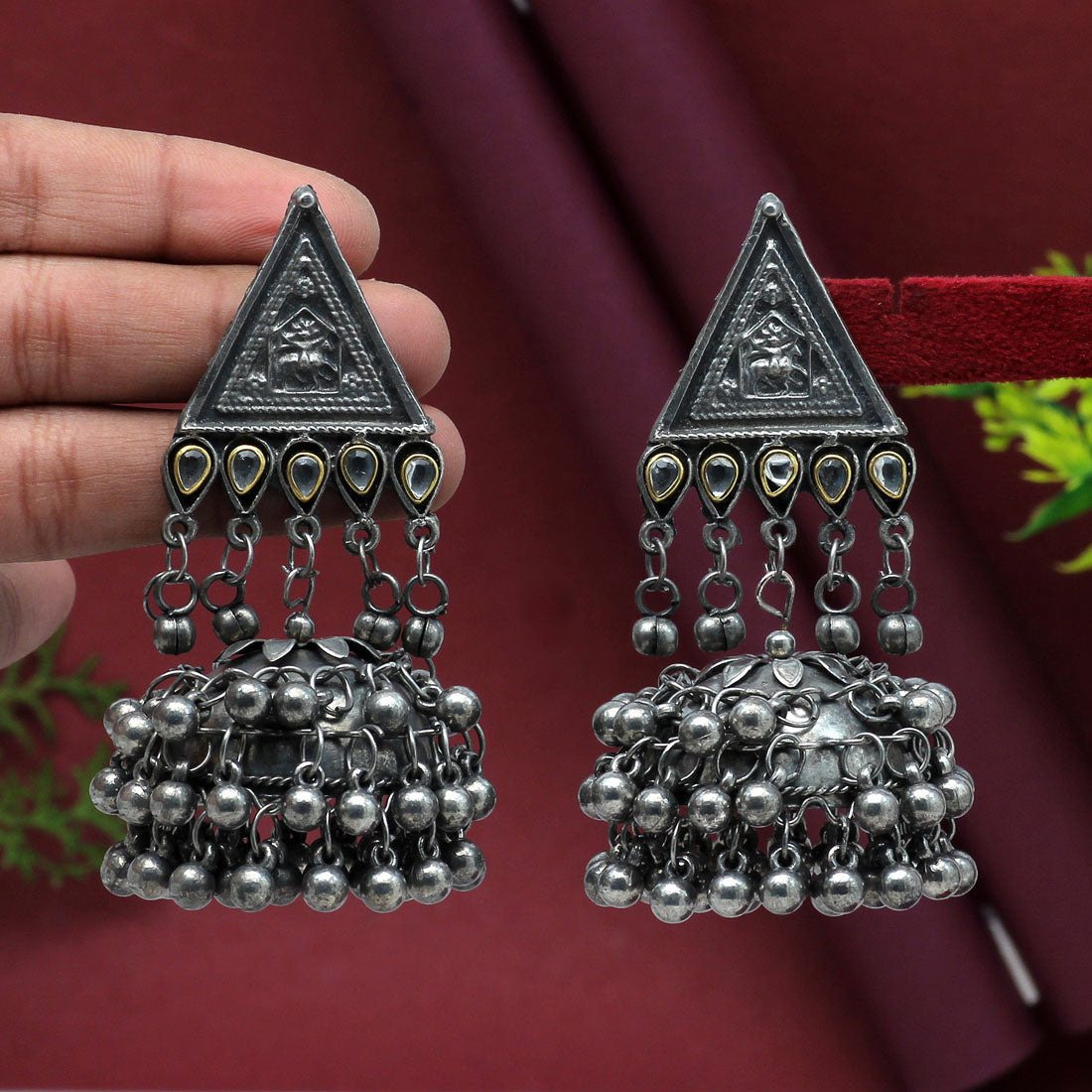 Silver Color Oxidised Big Jhumka Earrings (GSE2628SLV) Jewellery GetGlit