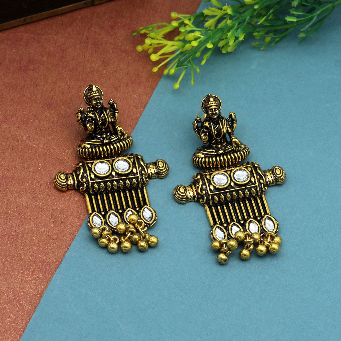 Gold Color Oxidised Earrings (GSE2647GLD) Earrings GetGlit   