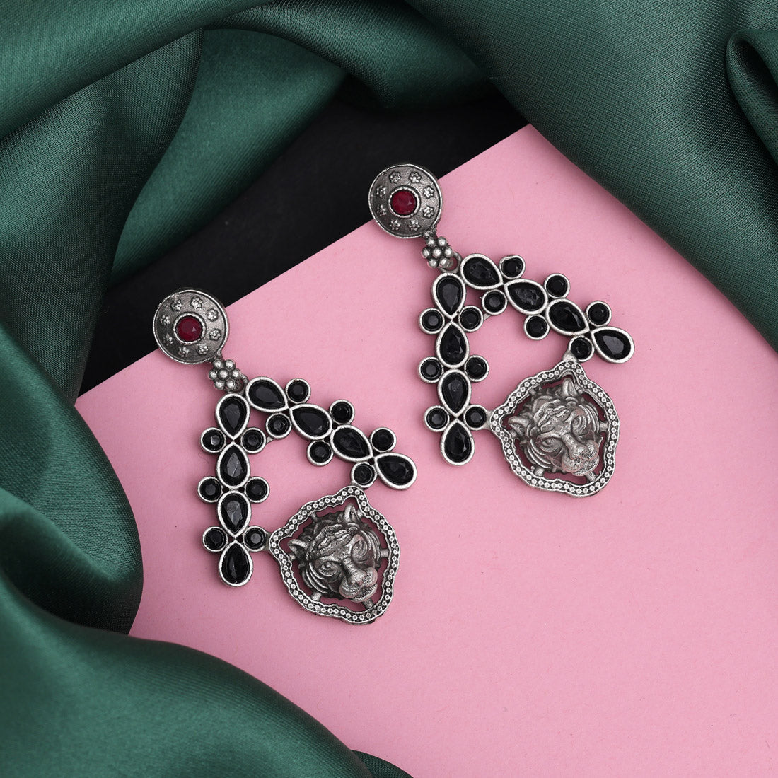 Black Color Oxidised Earrings (GSE2769BLK) Jewellery GetGlit   