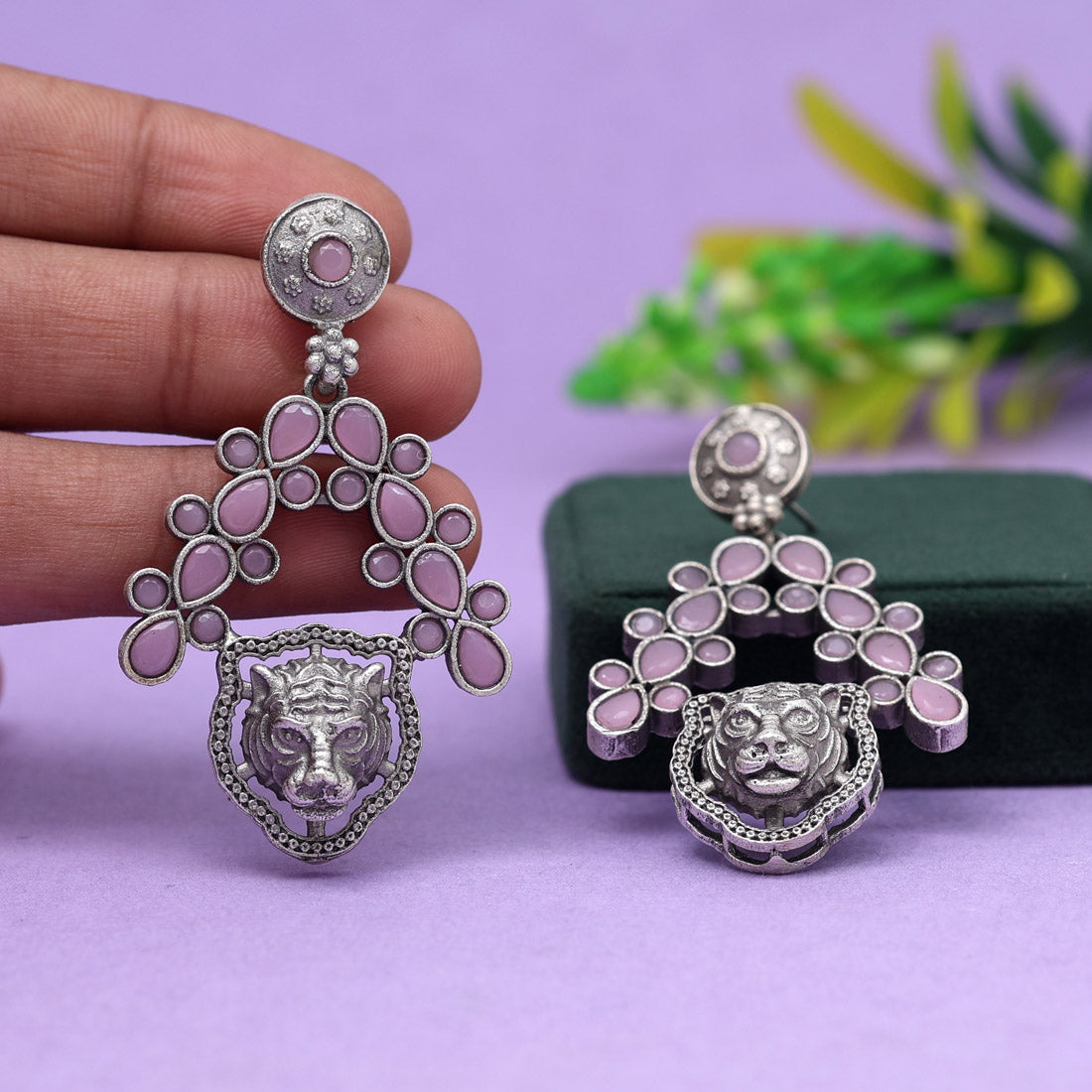 Pink Color Oxidised Earrings (GSE2769PNK) Jewellery GetGlit   