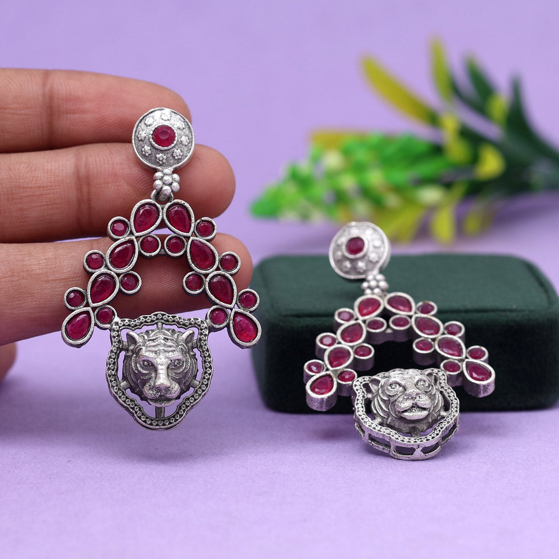 Rani Color Oxidised Earrings (GSE2769RNI) Jewellery GetGlit   