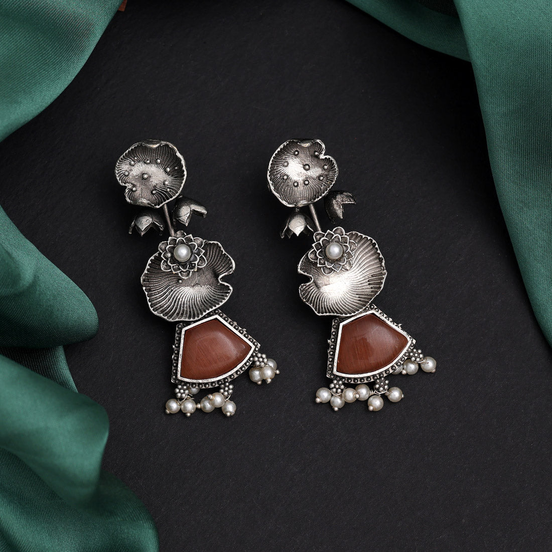 Brown Color Oxidised Earrings (GSE2772BRW) Jewellery GetGlit   