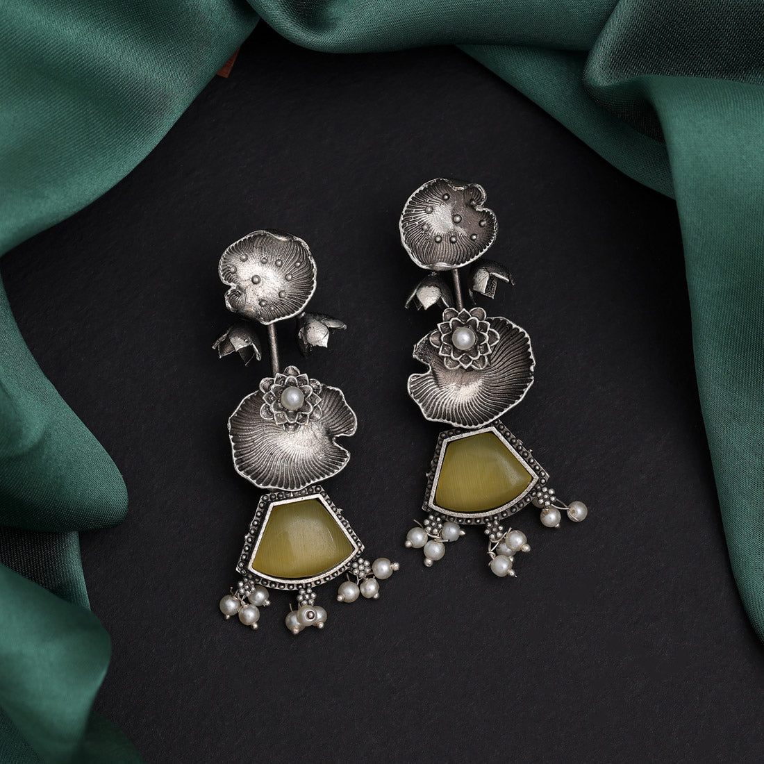 Yellow Color Oxidised Earrings (GSE2772YLW) Earrings GetGlit   