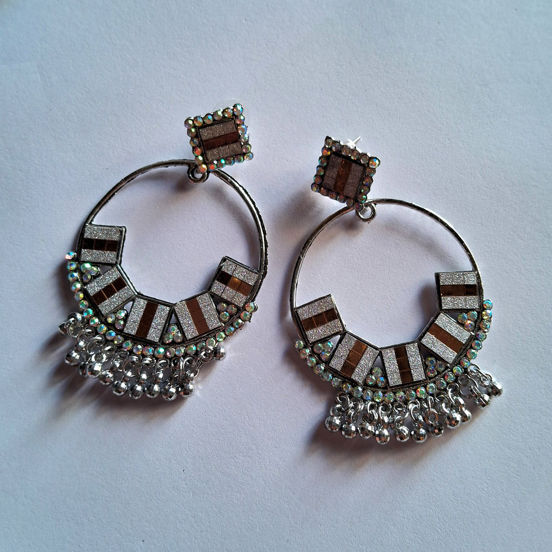 Gold & Silver Color Oxidised Earrings (GSE2806GS)