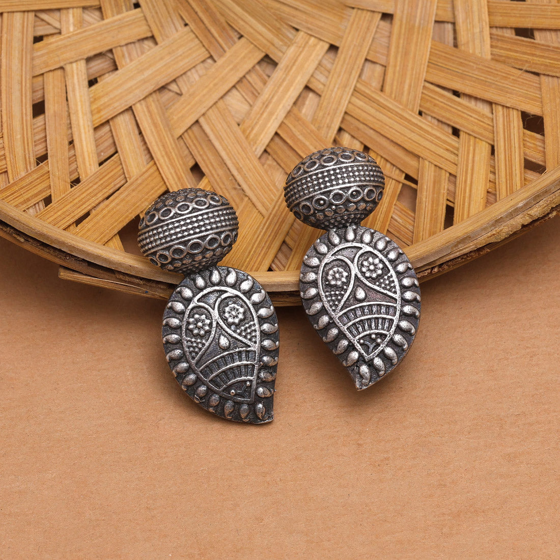 Silver Color Oxidised Earrings (GSE2825SLV) Jewellery GetGlit   