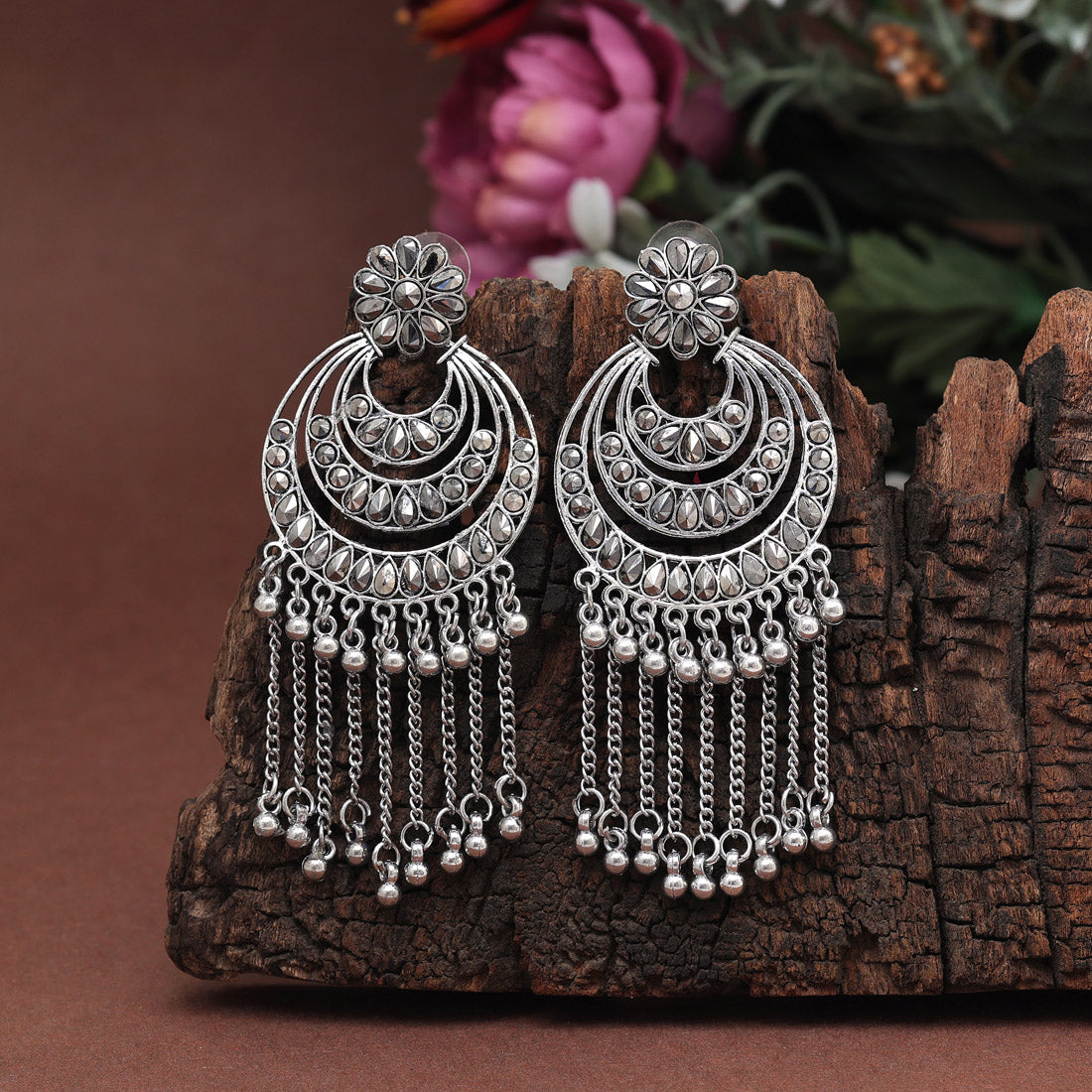 Silver Color Oxidised Earrings (GSE2875SLV)