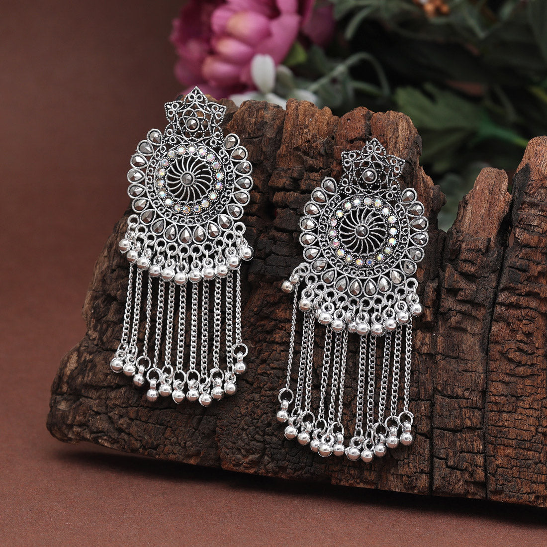 Silver Color Oxidised Earrings (GSE2882SLV)