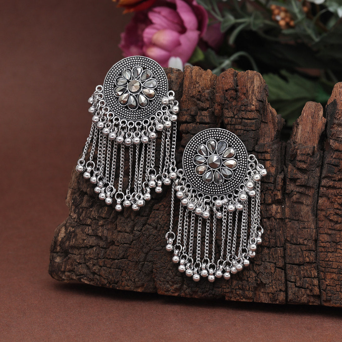 Silver Color Oxidised Earrings (GSE2884SLV) Jewelry GlitStudio   