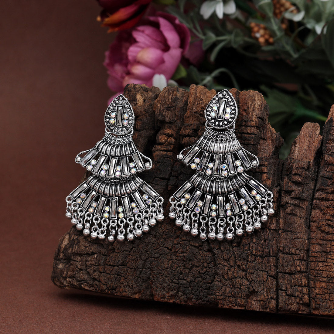 Silver Color Oxidised Earrings (GSE2885SLV) Jewelry GlitStudio   