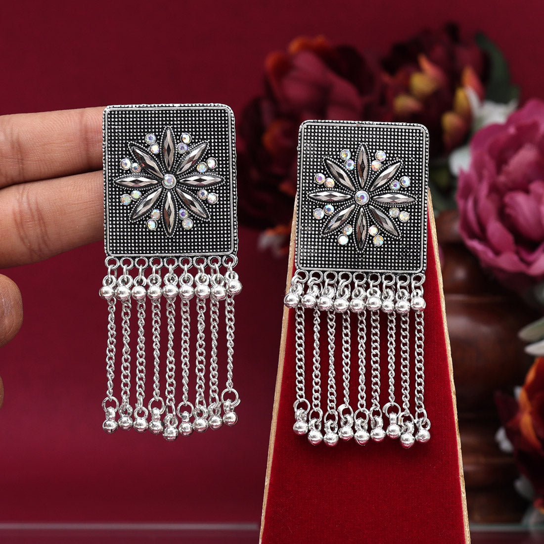 Silver Color Oxidised Earrings (GSE2888SLV)